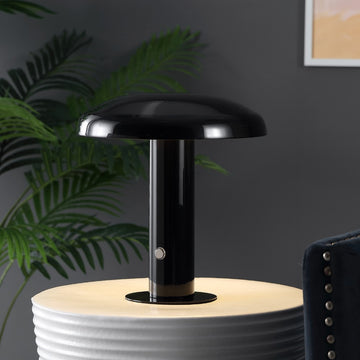 Suillius 11" Contemporary Bohemian Rechargeable/Cordless Iron Integrated LED Mushroom Table Lamp - JONATHAN Y